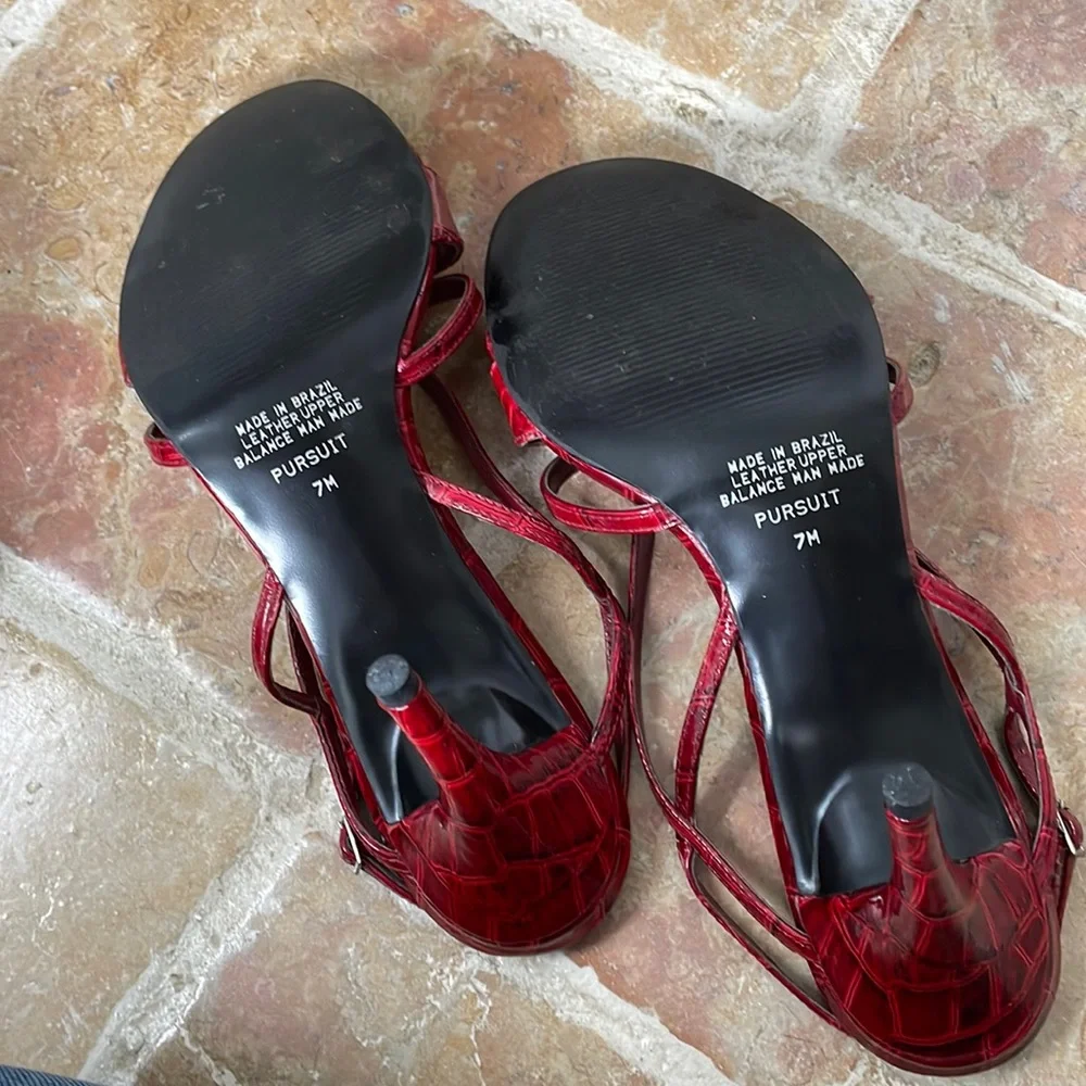 Red Croco Patent Sandals - Picture 6 of 7